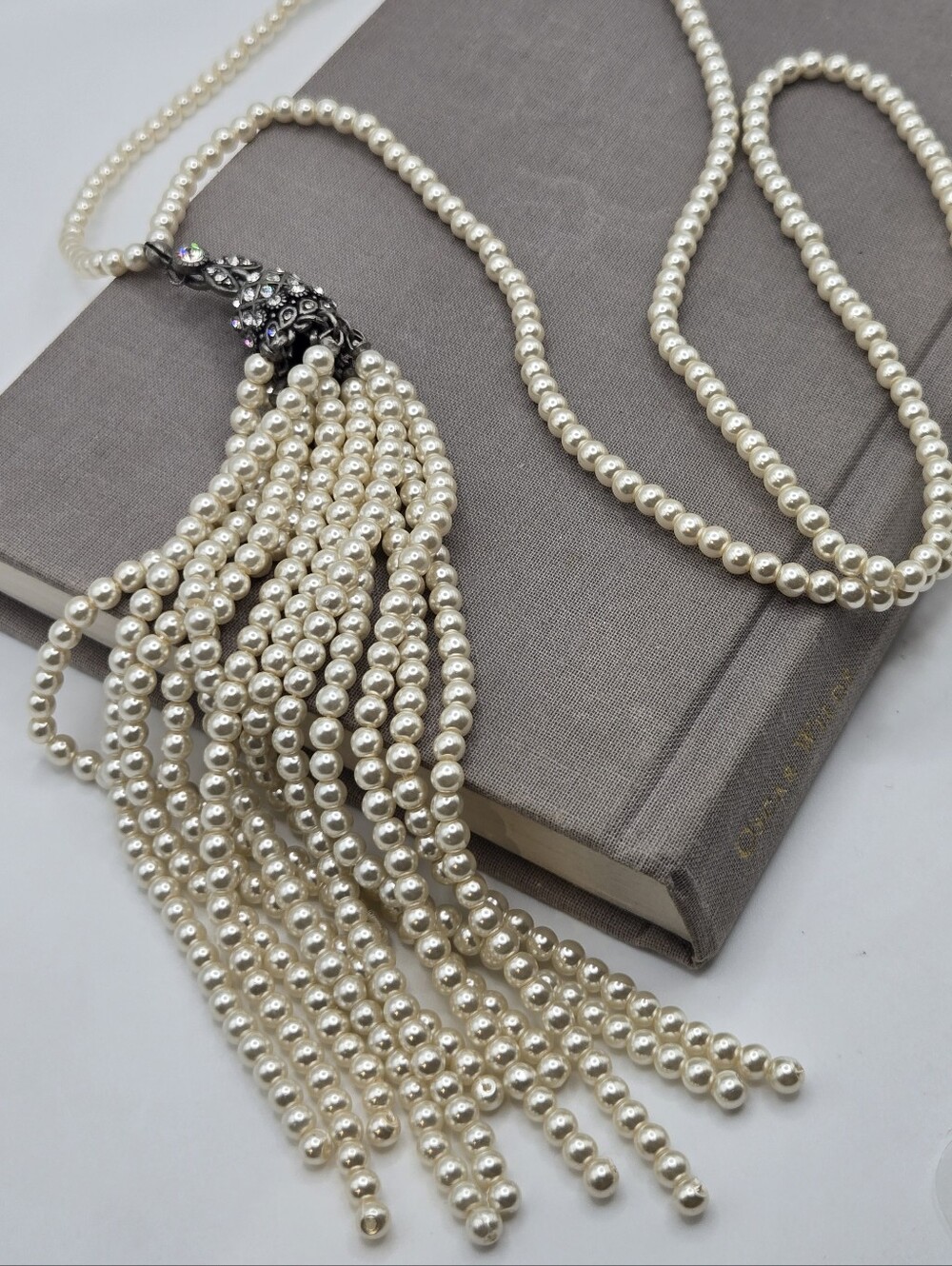 Vintage Long Tassel Pearl Necklace Art Deco Victorian Revival 32" 20s Flapper